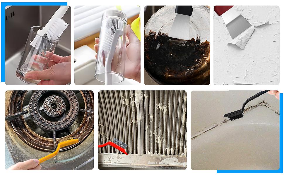 14Pcs Crevice Cleaning Brush Set, V Shape Grout Cleaner Brush for Deep Cleaning Gap, Hard Bristle Scrub Brushes Tools, Cleaning Supplies for Household Use, Bathroom, Kitchen, Toilet, Window