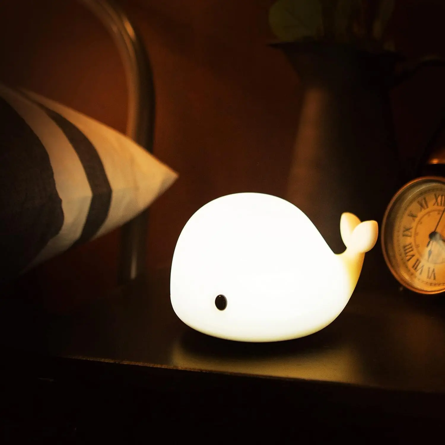 Cute Whale Night Light for Kids, Kawaii Baby Night Light with 7 LED Colors Changing, Tap Control Nursery Squishy Night Lamp, USB Rechargeable, Birthday Gifts for Baby, Girls, Boys, Toddler, Children