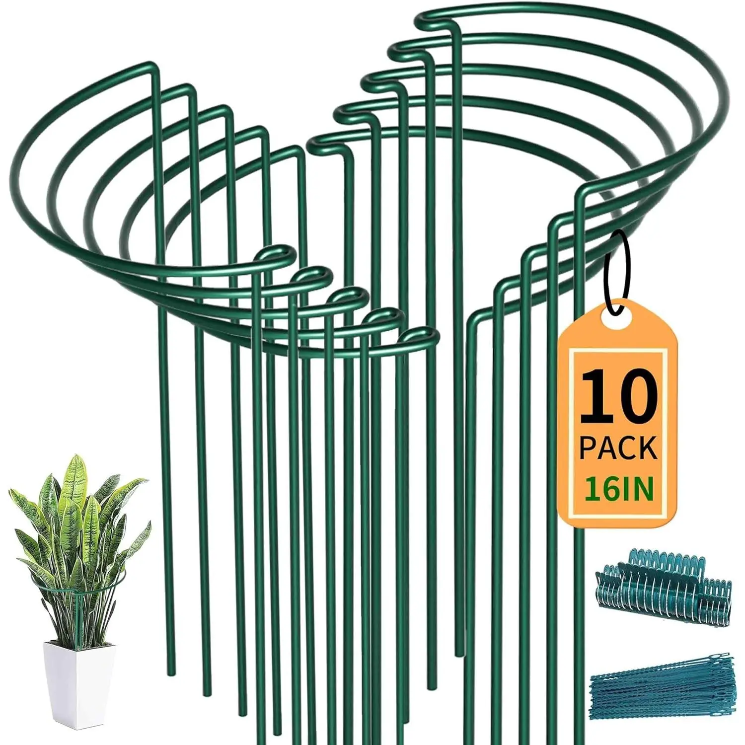 10 Pack Plant Support Stakes for Peony,10" Widex16 High Heavy Duty Peony Cages and Support,Metal Peony Supports for Outdoor Indoor Plants,Plant Supports for Peony,Tomatoes,Hydrangea,Rose