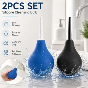 2PCS Silicone Ball Flush Cleaner with Nozzle Douche Cleaner for Women & Man, Press-Type Enema, Soft Silicone Material, 360° Deep Cleansing Feminine Care Kit, Feminine Hygiene Products, for Home & Travel