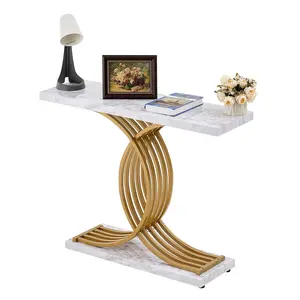 【DealsForYouDays】VEVOR Narrow Console Sofa Table, 39.4 inches Behind Couch Table, 1-Tier Long Entryway Table and Skinny Hallway Table, Narrow Sofa Table with Metal Frame, for Entryway, Hallway, Living Room Bedroom
