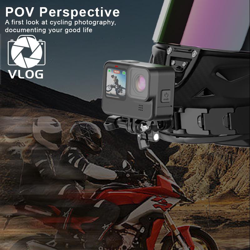 Helmet Chin Mount Camera Mount for GoPro Hero 12 11 10 9 8 7 5 Yi 4K for Insta360 Camera Foldable Front Chin Mount Accessory