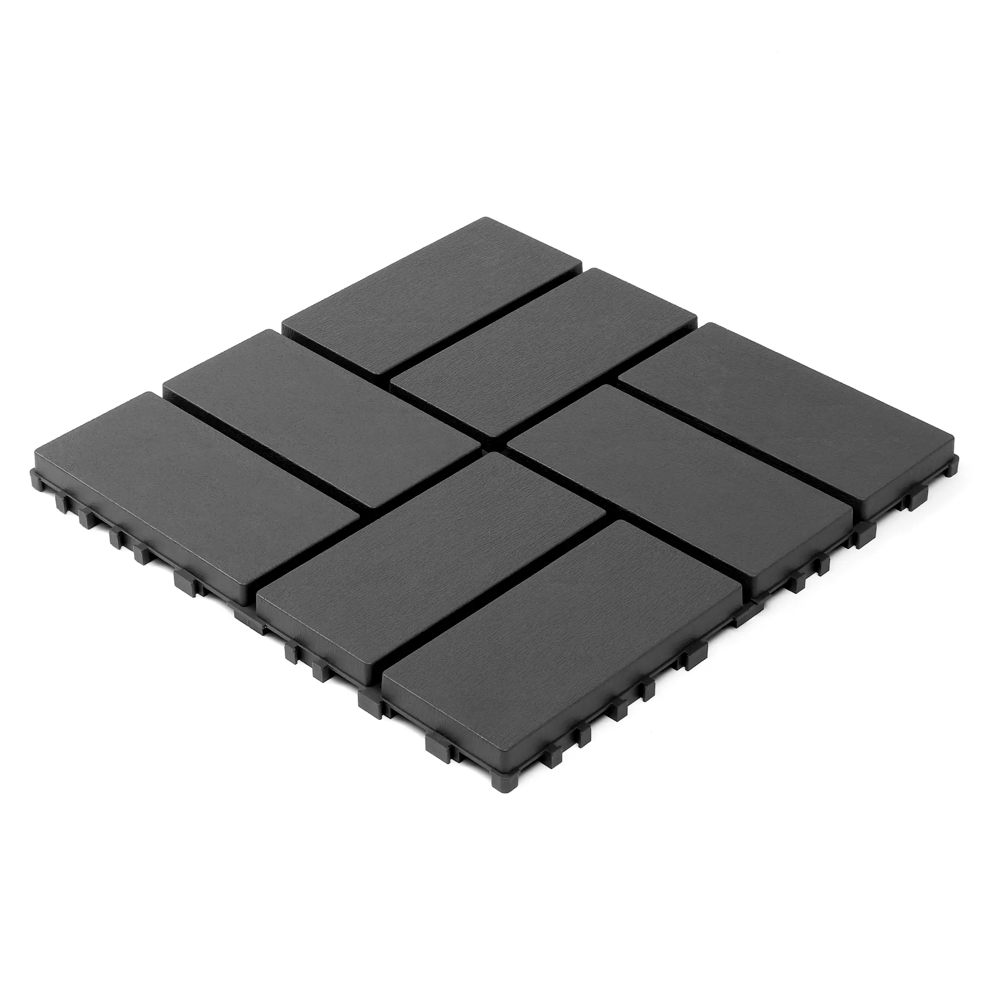 ARCH 12x12 In Interlocking Deck Tiles, 44-Pack Dark Gray Polypropylene Patio Floor Tiles, Waterproof All-Weather Outdoor Decking, Easy Snap-Together Install for Garden, Balcony