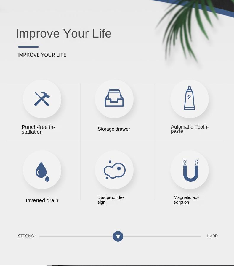 Creative toothbrush shelf, no punching, mouthwash, brushing cup, wall-mounted bathroom storage, automatic toothpaste squeezer toothbrush sterilizer