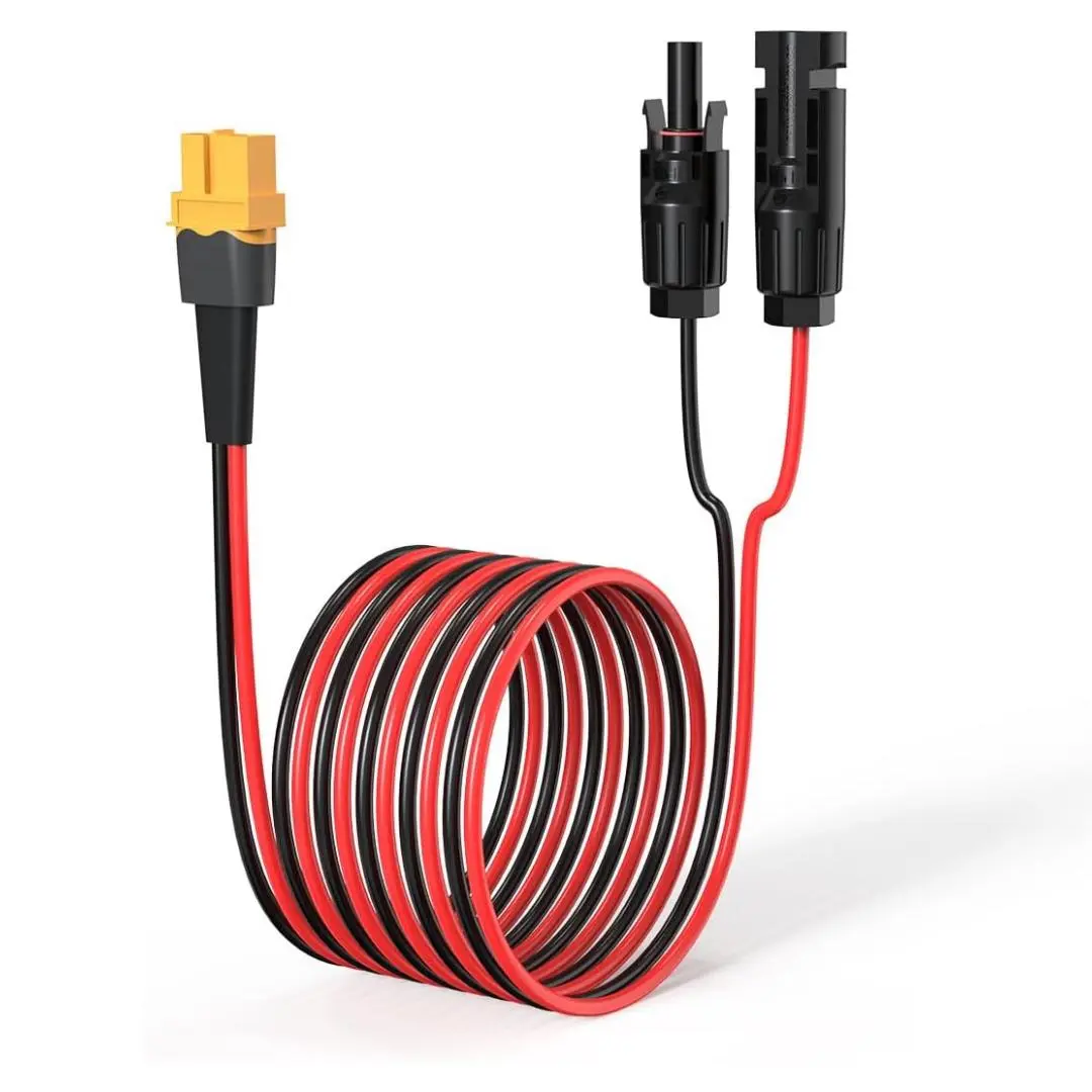 Premium 12AWG 9.9Ft Copper Core Solar Connector Wire, MC4-to-XT60 Adapter with Male and Female Connectors for DC Charging Port Use with Panels & Generators