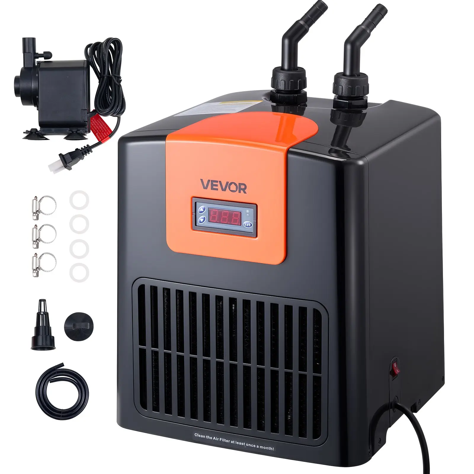 【Summerfinds】VEVOR Aquarium Chiller 52 Gallon, 1/10 HP Water Chiller for Hydroponics, Fast Cooling for Fish Tank,Axolotl,Coral Reef,Quiet Refrigeration Compressor, Titanium Evaporator,Complete Fittings