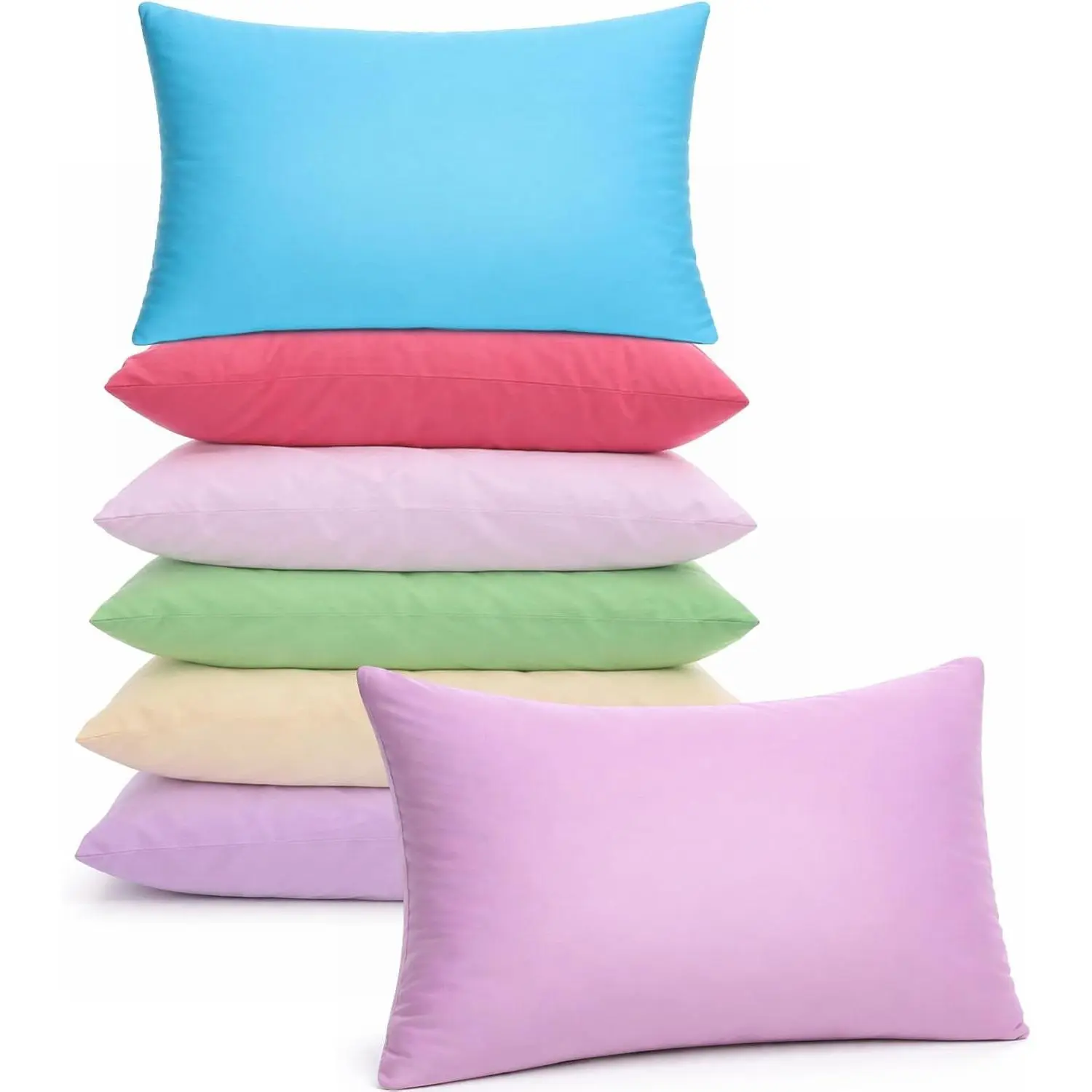 6 Pack Mini Pillows for Daycare 9.1 x 13.8'' Small Travel Soft Breathable Cotton Pillow for Kids School Nap Travel Pet Neck Lumbar Purse Insert (Macaron Colors)