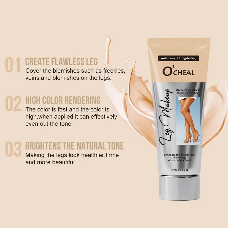 Waterproof Leg Makeup Cream, No Transfer Tattoo Cover Up, Long Lasting Body Foundation, Scar & Varicose Vein Concealer, All Skin Tones