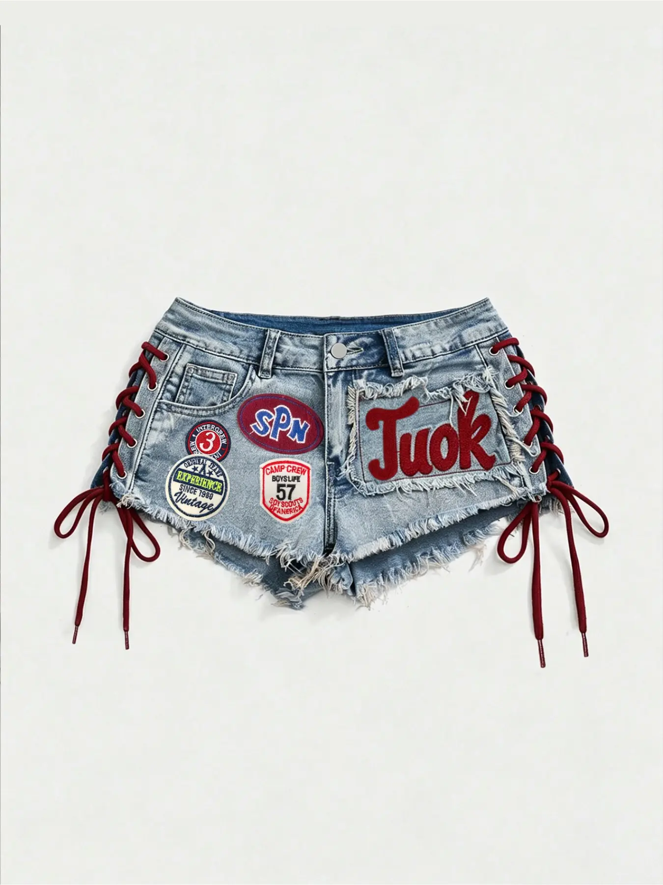 Women's Fitted Denim Shorts, Button, Summer Fashion Embroidery Casual Wear, Trendy Button Front Shorts for Women, Breathable and Comfortable Daily Wear, Casual Slim Shorts, Embroidered Jeans Shorts