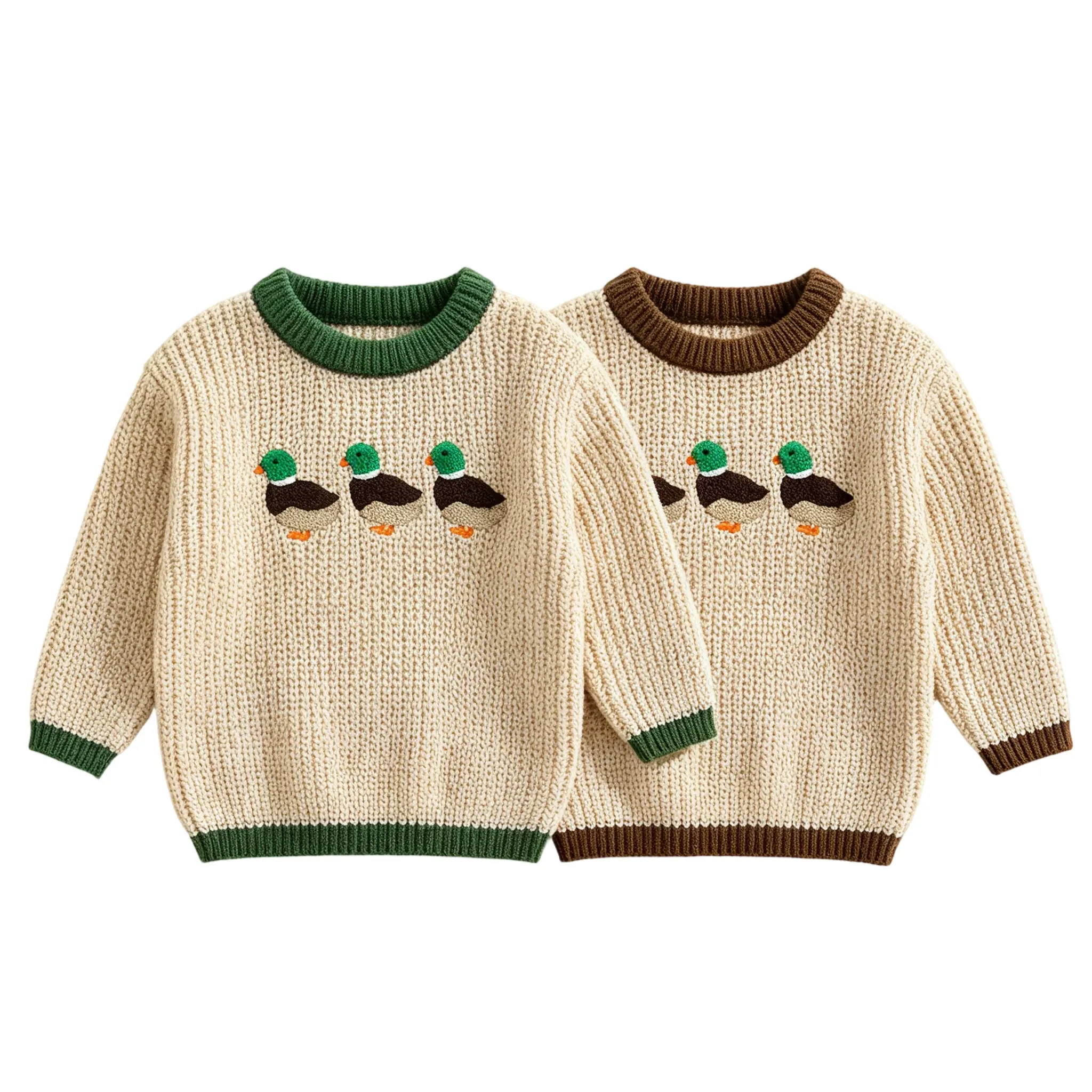 Toddler Baby Little Boy Fall Winter Sweaters Long Sleeve Duck Embroidery Tops Sweatshirts 1-5 Years