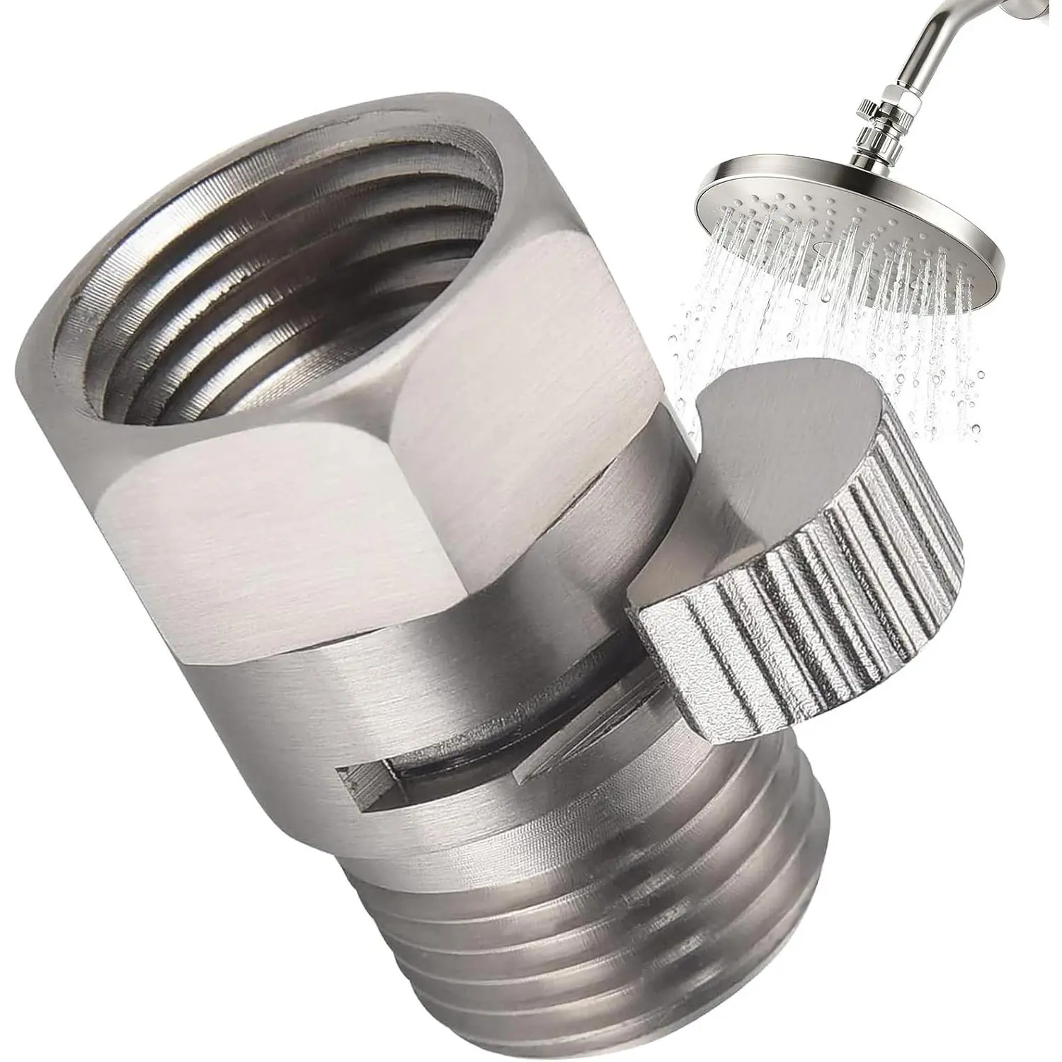 Shower Valve Water Flow Restrictor - Control Water Flow G1/2 IPS Brass Matel Shower Shut Off Valve, Shower Pressure Regulator for Toilet Handheld Shower or Bidet Sprayer, Brushed Nickel