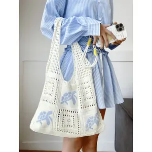 Turtle Crochet Tote Bag – Handmade Knitted Beach & Travel Bag for Women