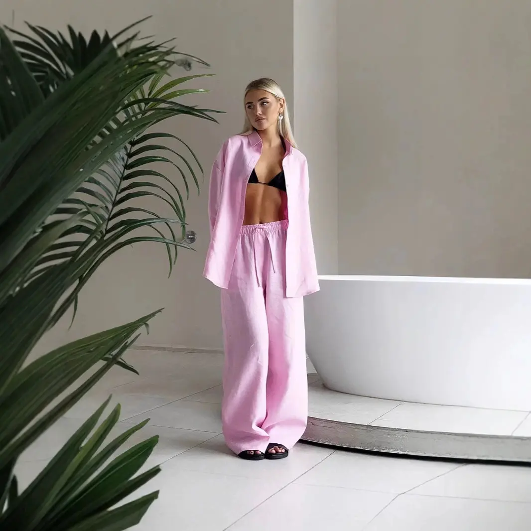 2026 women's shirt and pants set european and american spring summer new arrival loose long sleeve shirt casual two piece outfit daily wear loungewear streetwear fashion clothing