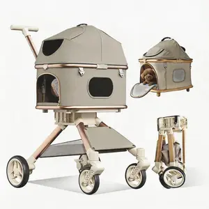 Aobtkel®Pet Stroller for Medium Dogs & Cats Up to 55lbs, 2-in-1 Convertible Design with Removable Carrier & One-Click Folding Dog Stroller with 4Wheels