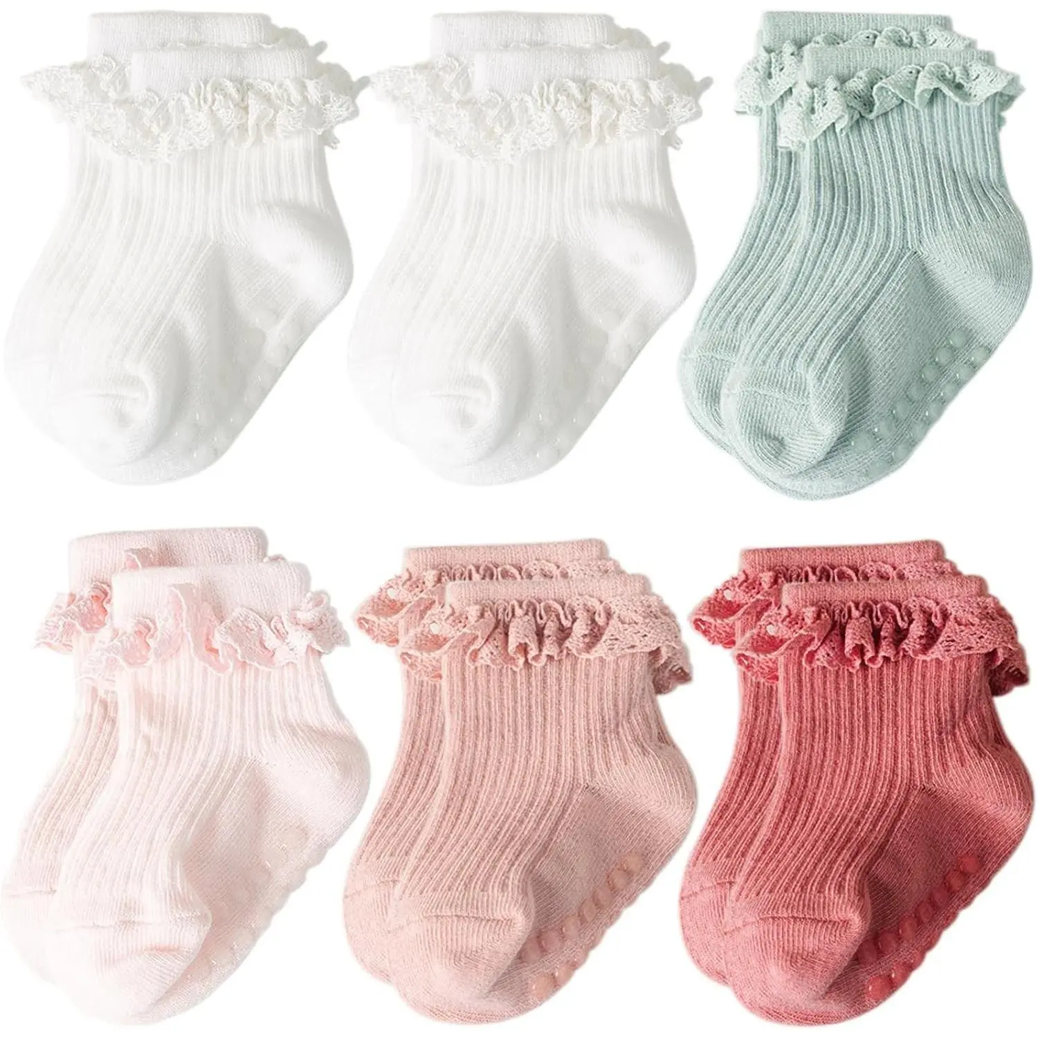 Soft Cotton Baby Girl Toddler Socks with Non-Slip Grip Cute Frilly Ruffle Ankle Newborn Infant KidsGift