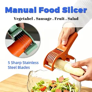1Pc Handheld Stainless Steel Slicer, Portable Vegetable & Fruit Cutter, Multi-Functional Salad Tool, Easy Cut Kitchen Gadget