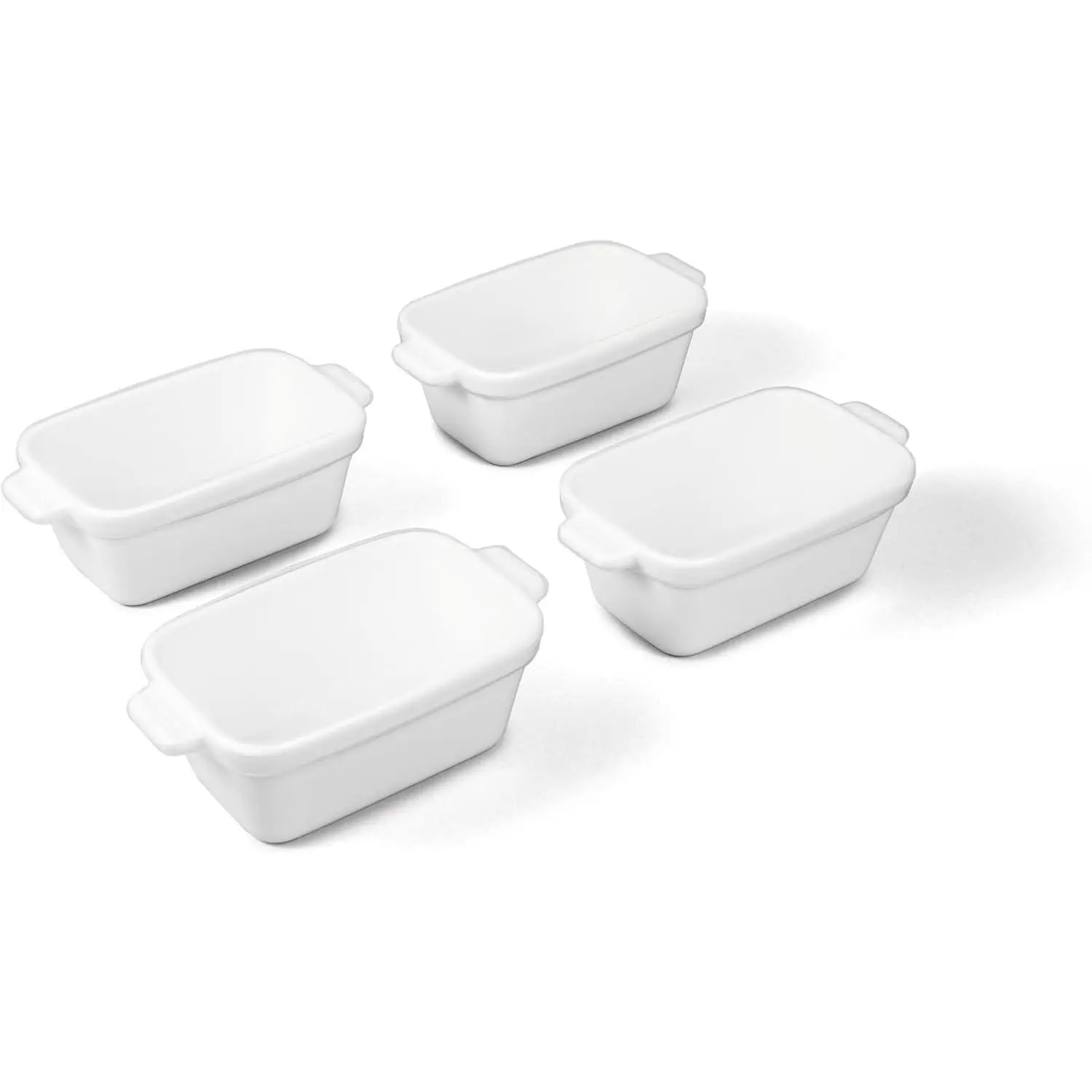 Ceramic Baking Dishes - 5" x 3" Individual Baking Dishes for Oven with Silicone Lids, Oven, Microwave and Air Fryer Safe, Perfect for Reheating Single Serve Meals, Set of 4 - White