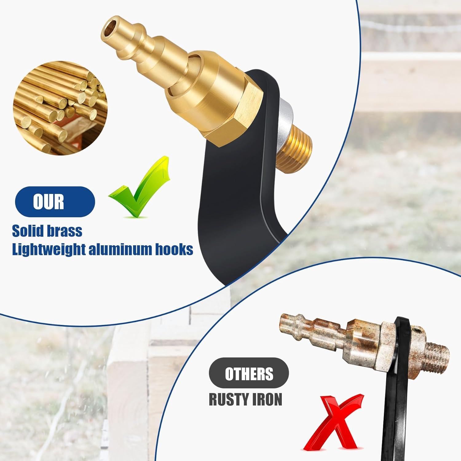1" Aluminum Pneumatic Tool Hook with 1/4" Air Tool Swivel Fitting, 3/8 1/4 NPT ,Brass Bushing, Aluminum Pneumatic Tool Rafter Hook Hanger for Air Nailer,Air Blow Gunetc