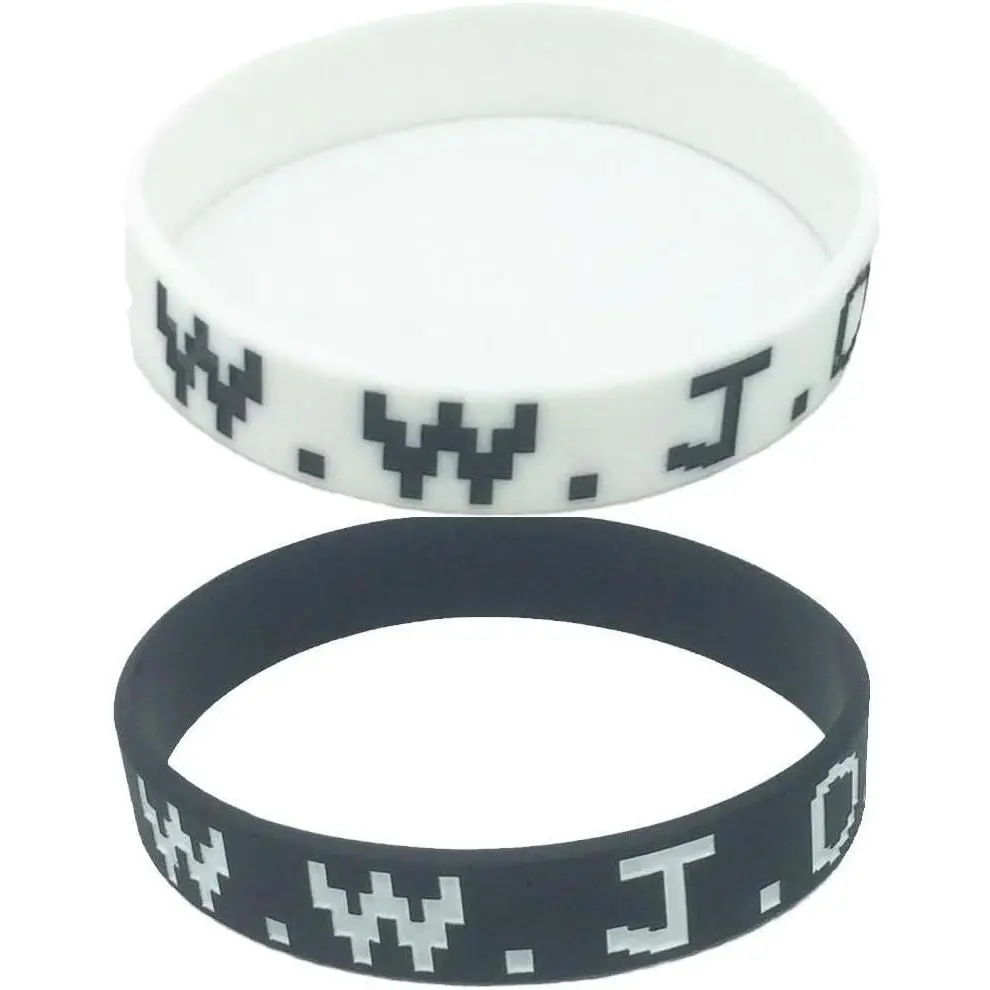 2 count Black White Simple WWJD  Rubber Bracelets Band Wristband Bracelet for Women and Men