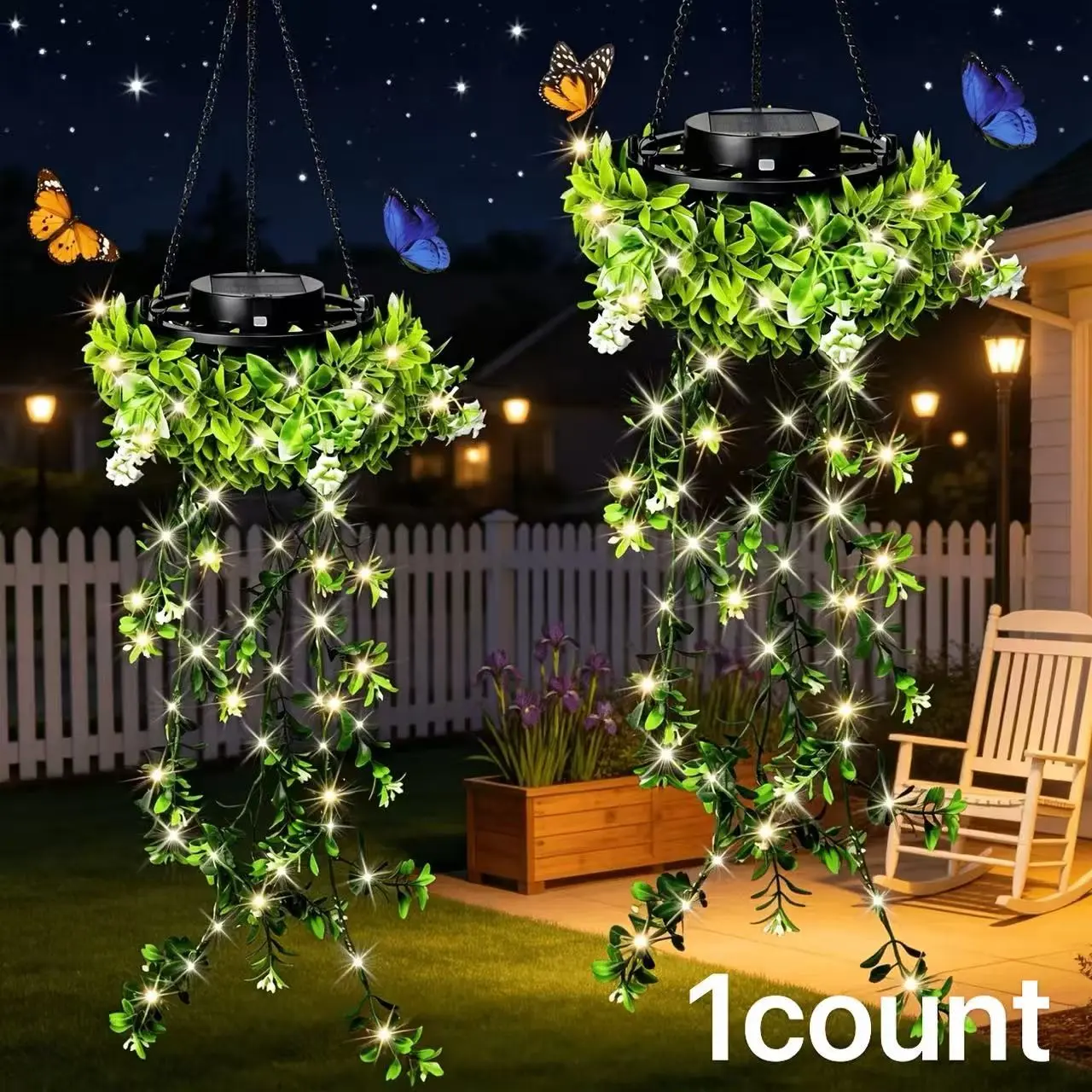 Solar Hanging Plant Light, Milan Grass Hemisphere Garden Lamp, Artificial Plants Home Decor, Outdoor Courtyard Garden Lawn Festival Decoration, Solar Garden Lights, Solar Decorative Lights