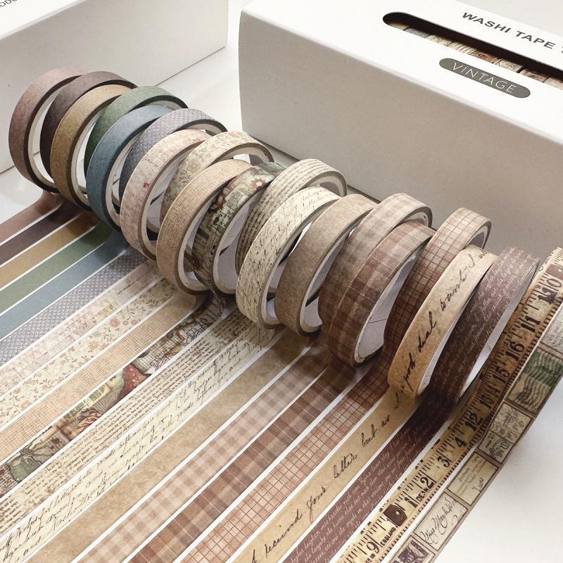 DIY Washi Tape Set, Crafting Kit, 20 Rolls/box Retro Washi Tape, Creative Decorative Tape for Scrapbooking, Scrapbooking Ephemera, Scrapbooking Tool, Journaling, Gift Wrapping