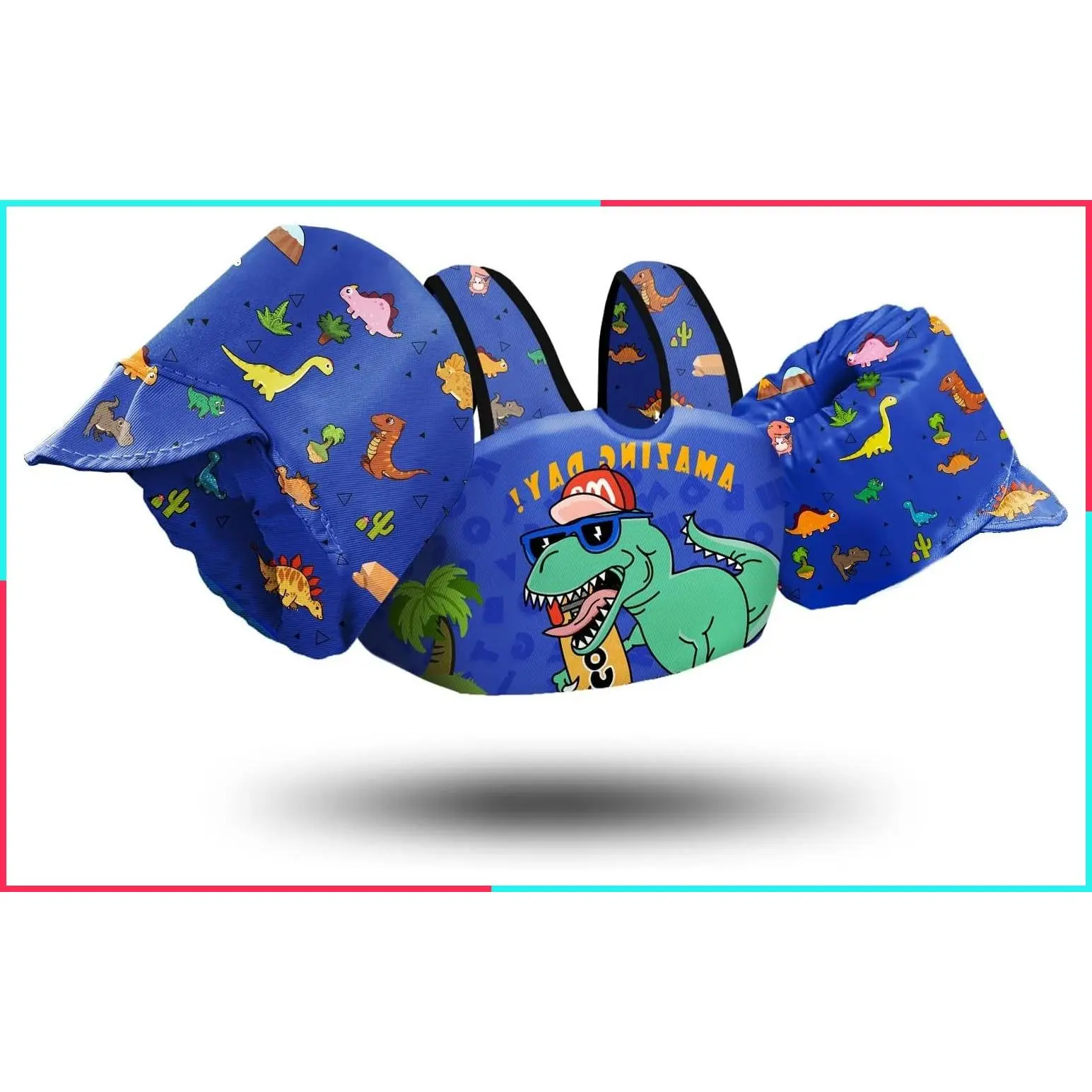 Kids Swim Vest Life Jacket for 30-55 Pounds, Toddler Floaties with Shoulder Harness and Arm Wings for Boys & Girls Ages 2-7