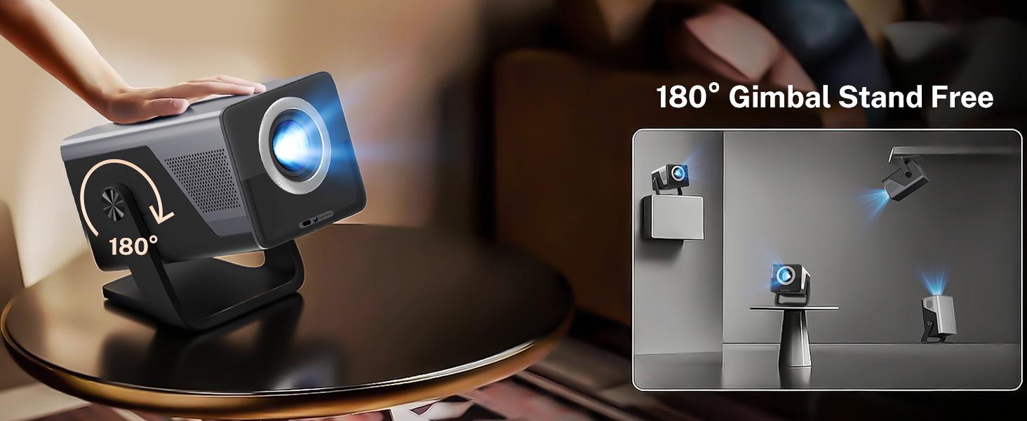 Native 1080P 8K Supported Projector | 1400 ANSI Smart Projector with Android 14, WiFi 6 & Bluetooth 5.4, Auto Focus/Keystone, 200" Display for Home & Outdoor