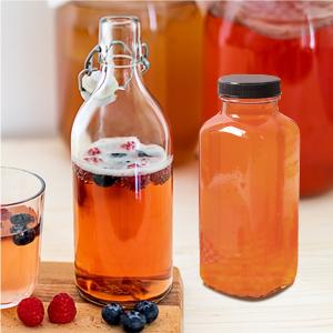 8 oz Glass Juice Bottles with Lids 12 Pack,Reusable Glass Drink Bottles,250ml Water Drinking Jars for Milk,Juicing,Kombucha,Ginger,Beverage Glassware,Juice Drinking Jars