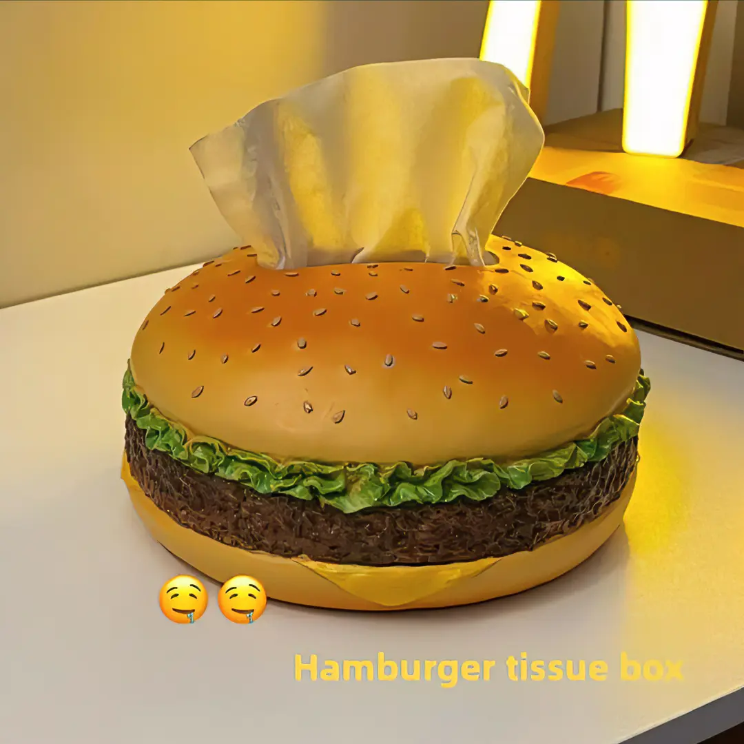 Whimsical Hamburger Tissue Box - Multi-Purpose Creative Fun Home Decoration, New Chinese Style Living Room Bathroom Home Supplies Gadget