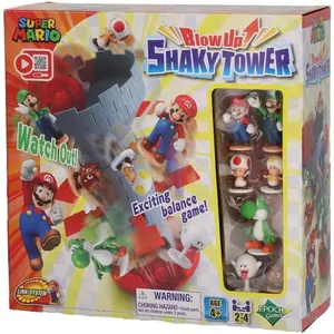 EPOCH Games - Super Mario Blow Up Shaky Tower Tabletop Game – Kids Family Board Game for Multiplayer Game Night, Ages 4+