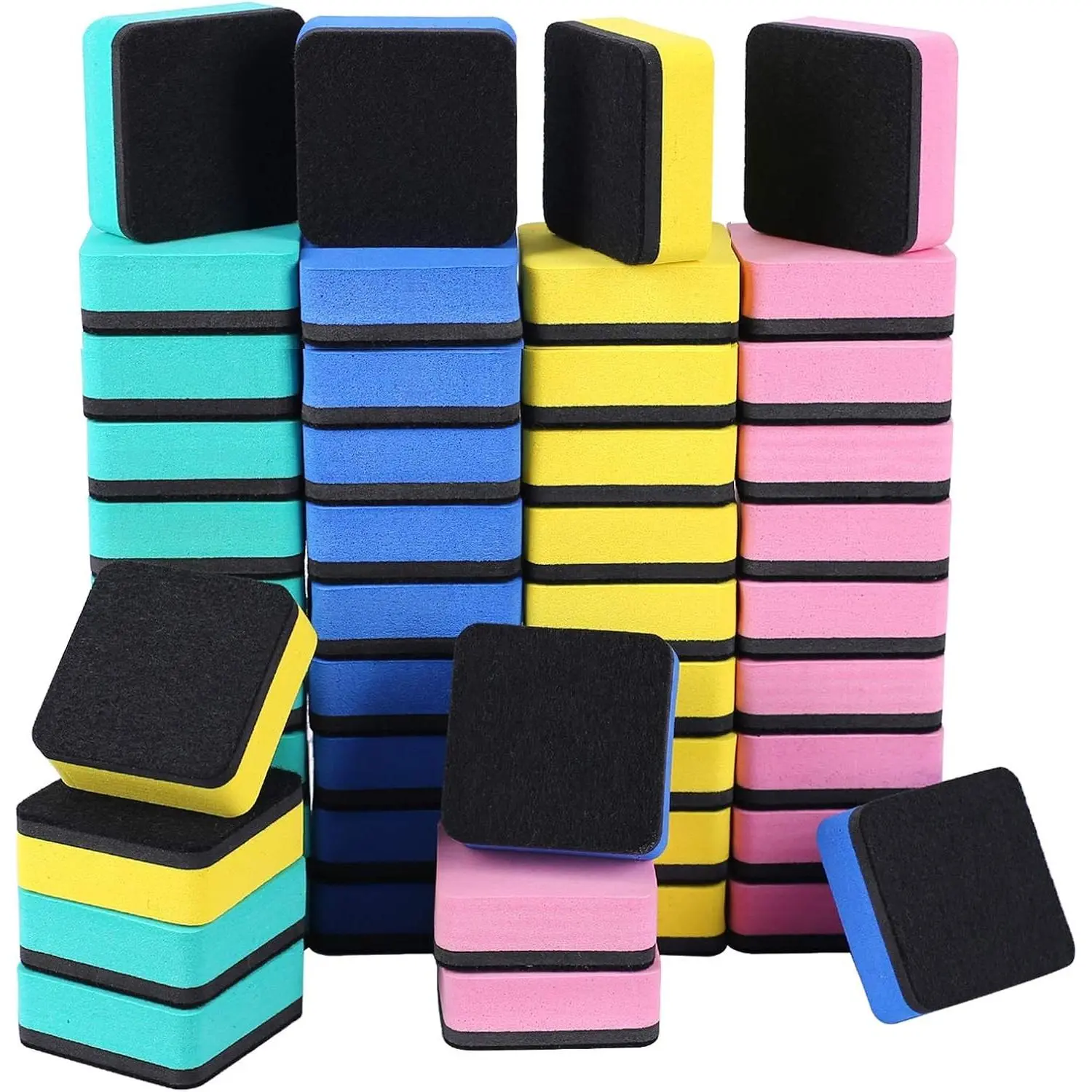 Dry Erase Erasers, 48 Pack Magnetic Whiteboard Eraser Chalkboard Eraser Dry Eraser for Classroom Office and Home (48pcs 4Colours)