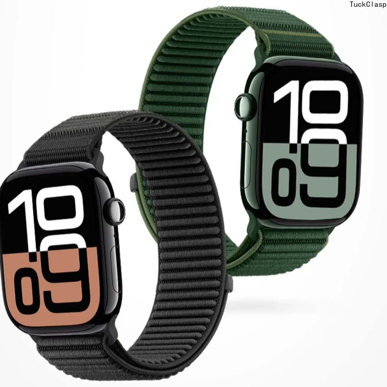 Woven Alpine Loop Style Nylon Watch Band Compatible with Apple Watch Series 1–11, Breathable Adjustable Replacement Strap for Outdoor Sports Daily Use