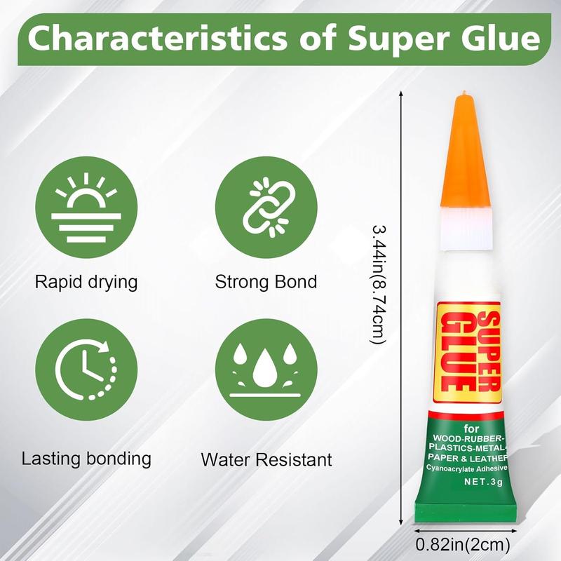 12 X 3g Super Glue Clear, Adhesive,Super Glue Fast Drying Cyanoacrylate Glue for ,Rubber,Leather, Plastic, Metal, Rhinestone , DIY Crafts and More 12 X 3g Super Glue Clear, Adhesive,Super Glue Fast Drying Cyanoacrylate Glue for ,Rubber,Leather, Plastic, Metal, Rhinestone , DIY Crafts and More
