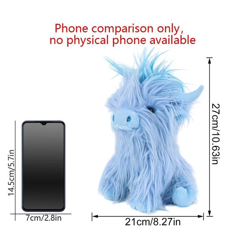 Fluffy Light Blue Highland Cow Plush Doll | Adorable Huggable Companion Ideal Birthday Gift & Cozy Decor