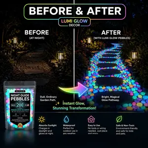 Glow in The Dark Garden Stones, Luminous Pebble Decor for Yard & Pathway