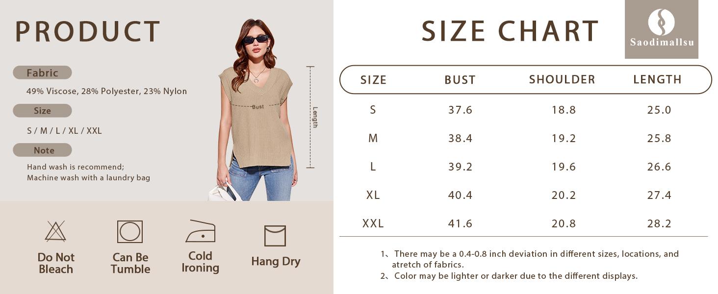 Saodimallsu Womens V Neck Sweater Vest Oversized Ribbed Knit Sleeveless Casual Loose Fit Pullover Tank Top