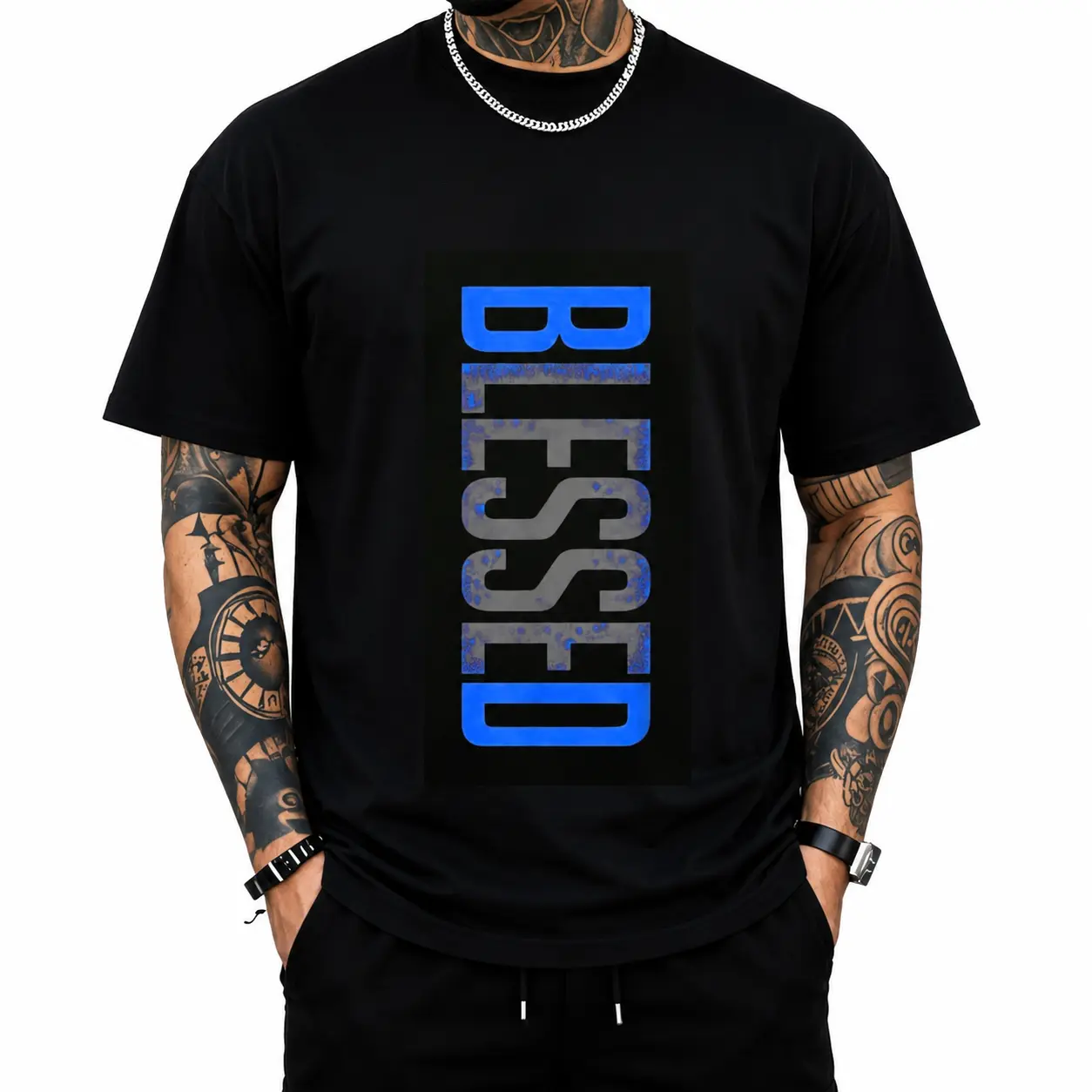 Men's Casual Crew Neck T-Shirt - Geometric-Pattern, Smooth Cotton Knit Fabric, Medium Stretch - Short Sleeve Tee for Leisure & Everyday Wear |   Breathable Comfort Fit |   Machine Washable