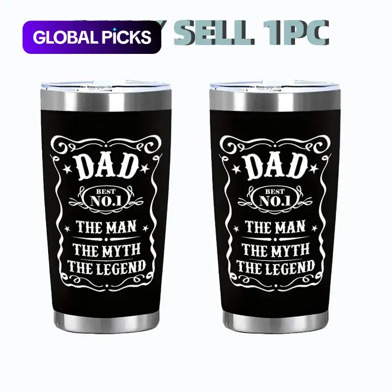 "Dad Best NO.1" Quote Design 20oz Stainless Steel Cup with Lid, Insulated Travel Tumbler, for Iced Coffee, Cold Drinks, Gift for Coffee Lovers, Insulated Cups #GLOBAL PICKS