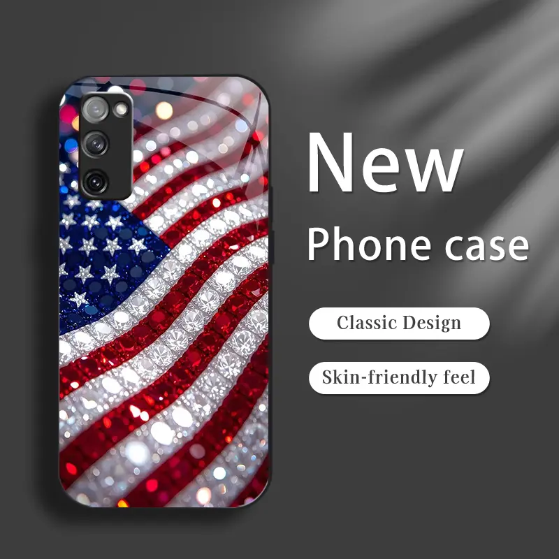 Patriotic American Flag Phone Case compatible with Galaxy S20 Fe, slim protective cover for Independence Day (July 4th) — 975