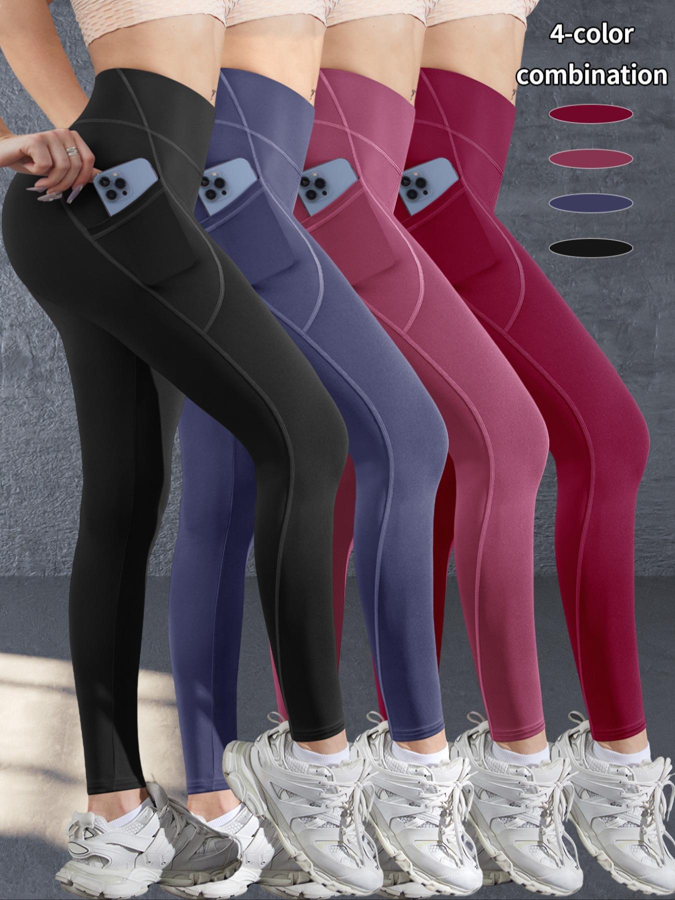 Women's Solid High Waist Sports  Leggings, Casual Comfy Breathable Skinny Pants for Yoga Gym Workout Running, Ladies Sportswear for Summer, Gym Clothing