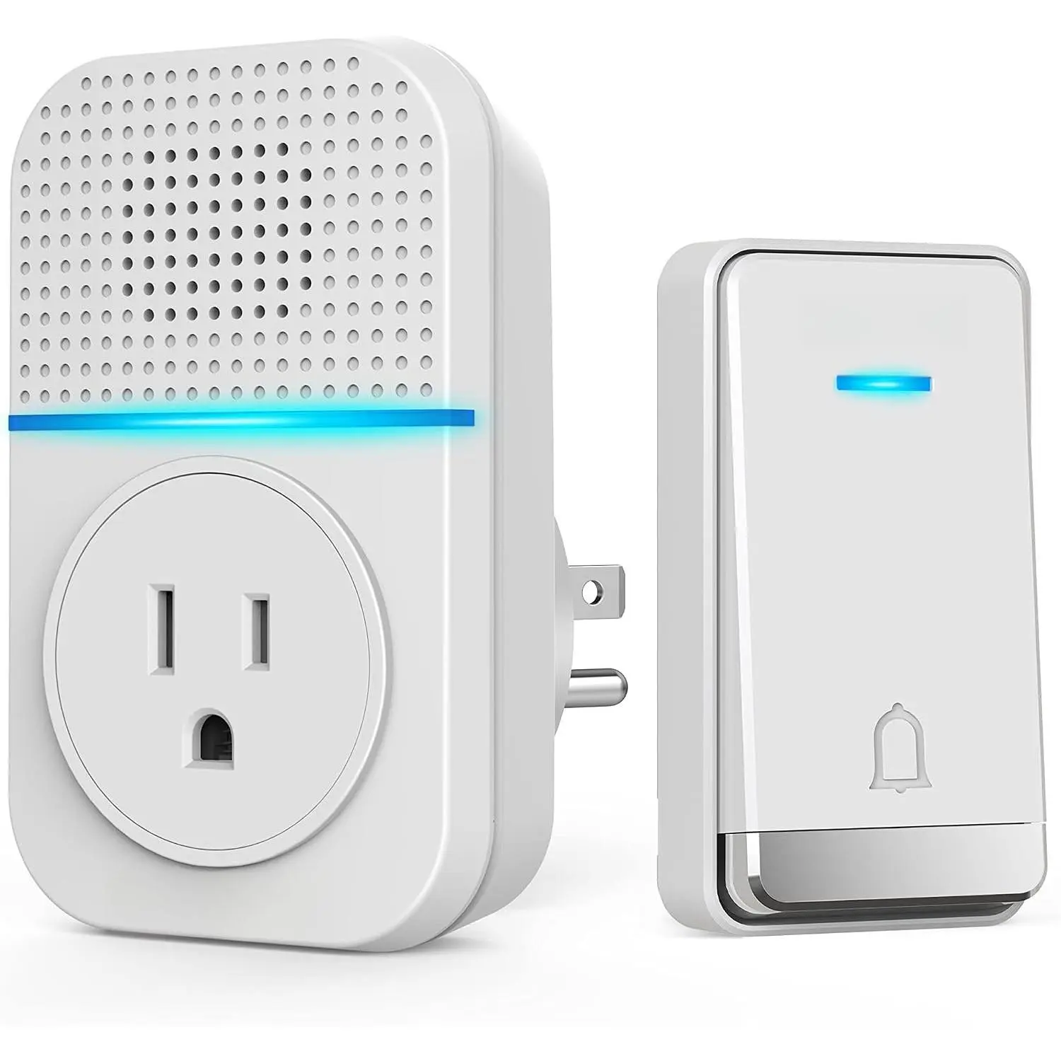 Doorbell, Plug-through Door , IP66  Doorbells, 1300ft Cordless Rang Door  Ringer , 60 Ringtones & 5 Level Volume, 0-110 dB Doorbell Chime for /Classroom