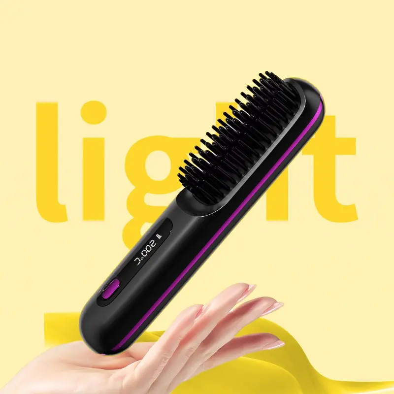 Portable Hair Straightener, Cordless Design, Heat-Resistant, Fast Type-C Charging, LCD Display, 2000mah Battery, Ideal for Home & Travel, Straight Hair Styling