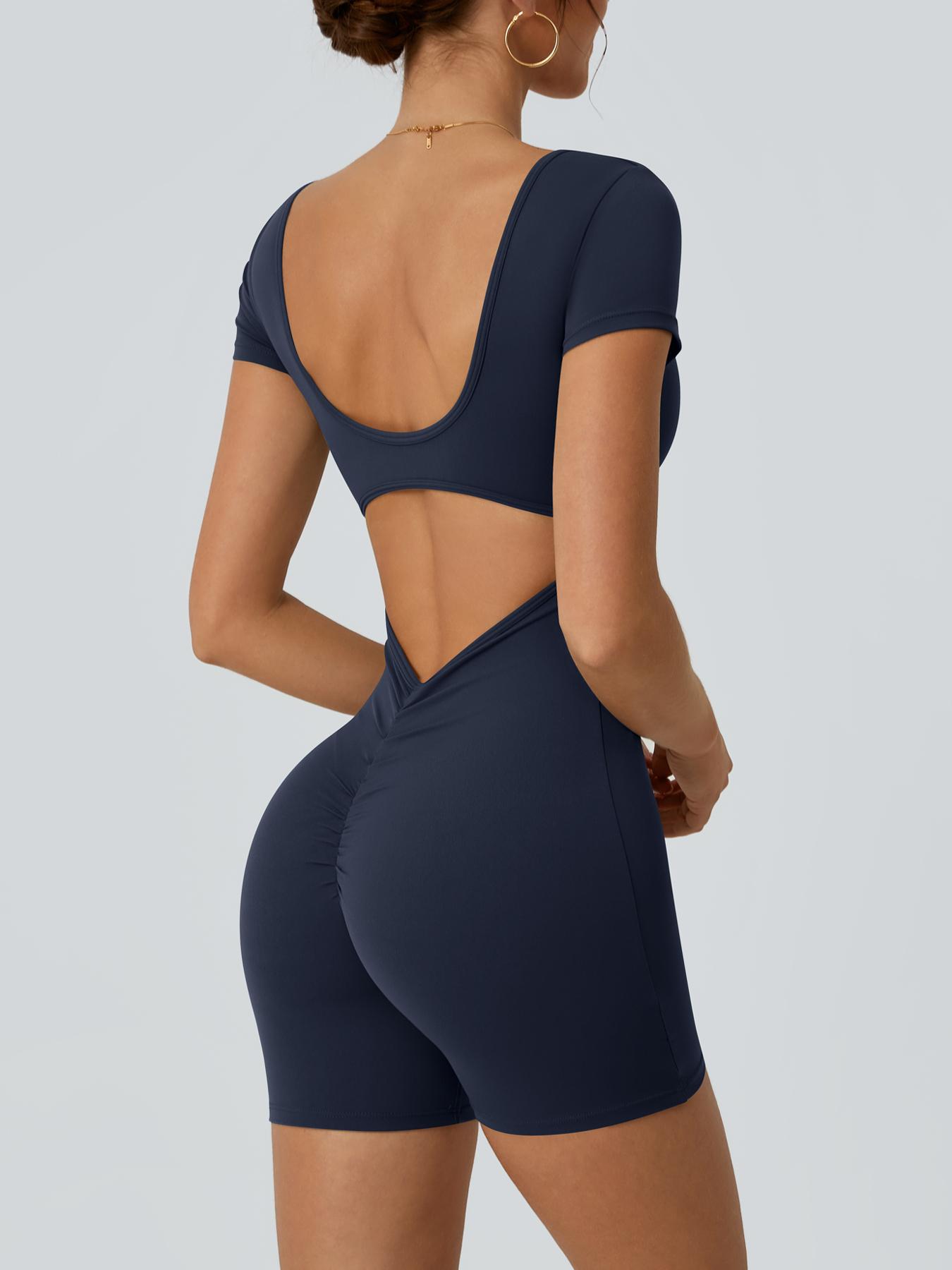 2024 Summer New Women's Slim Hip Lifting Sporty Jumpsuit Sexy Backless Short Sleeveless  Bodysuit Sportswear Jumpsuits