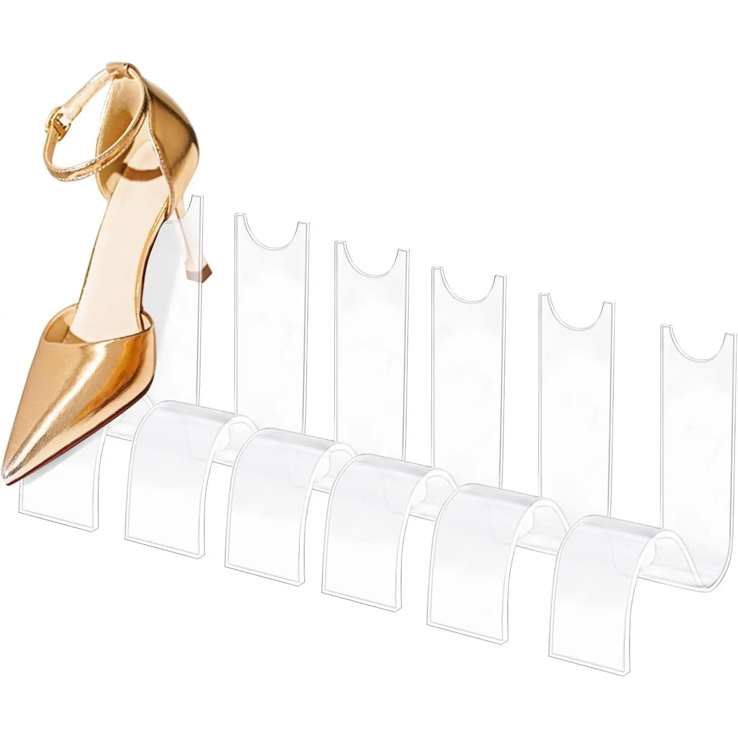 6 Pcs Shoe Display Stand Clear Acrylic Shoe Display Rack Holder Shoe Retail Shop Display Rack Sandal Display Stands for Home Retail Shop,makeup,cosmetic,storage,stackable,cup,organizer,multifunctional,pantry,unit,,small,two,tier,dish,countertop,tall