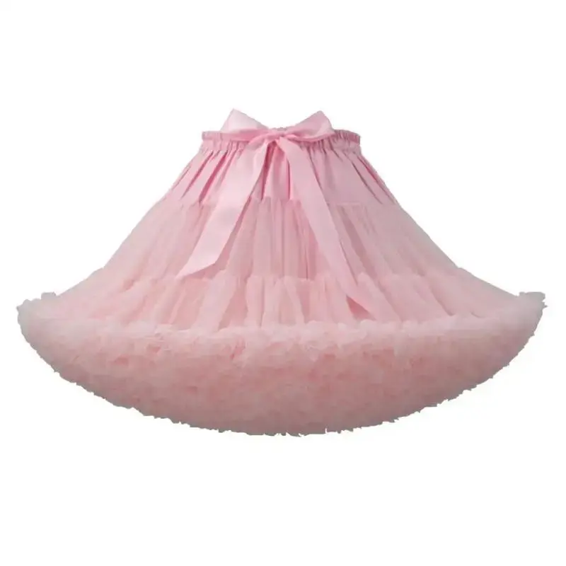 Womens 3-Layered Pleated Tulle Petticoat White Black Pink Red Puffy Tutu Party Cosplay Skirt Cute Maxi Womenswear Bottom Basic Minimalist