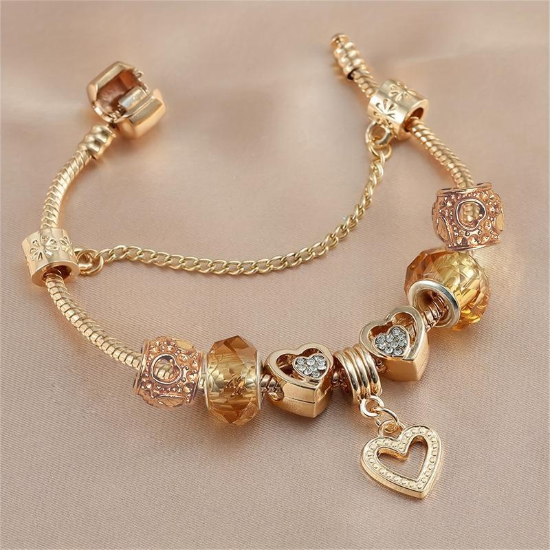 Elegant Adjustable Charm Bracelet for Women - Handmade Beaded Heart Pendant Non-Tarnish Fashion Jewelry SpringStatements