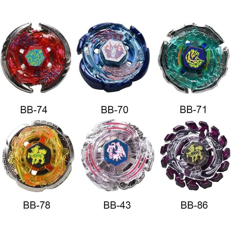 Metal Fusion BeyBattle Set with Launchers, Gyros 6 Pack Bey Burst Battling Tops Metal Fusion Starter Set with Stickers Two Launchers