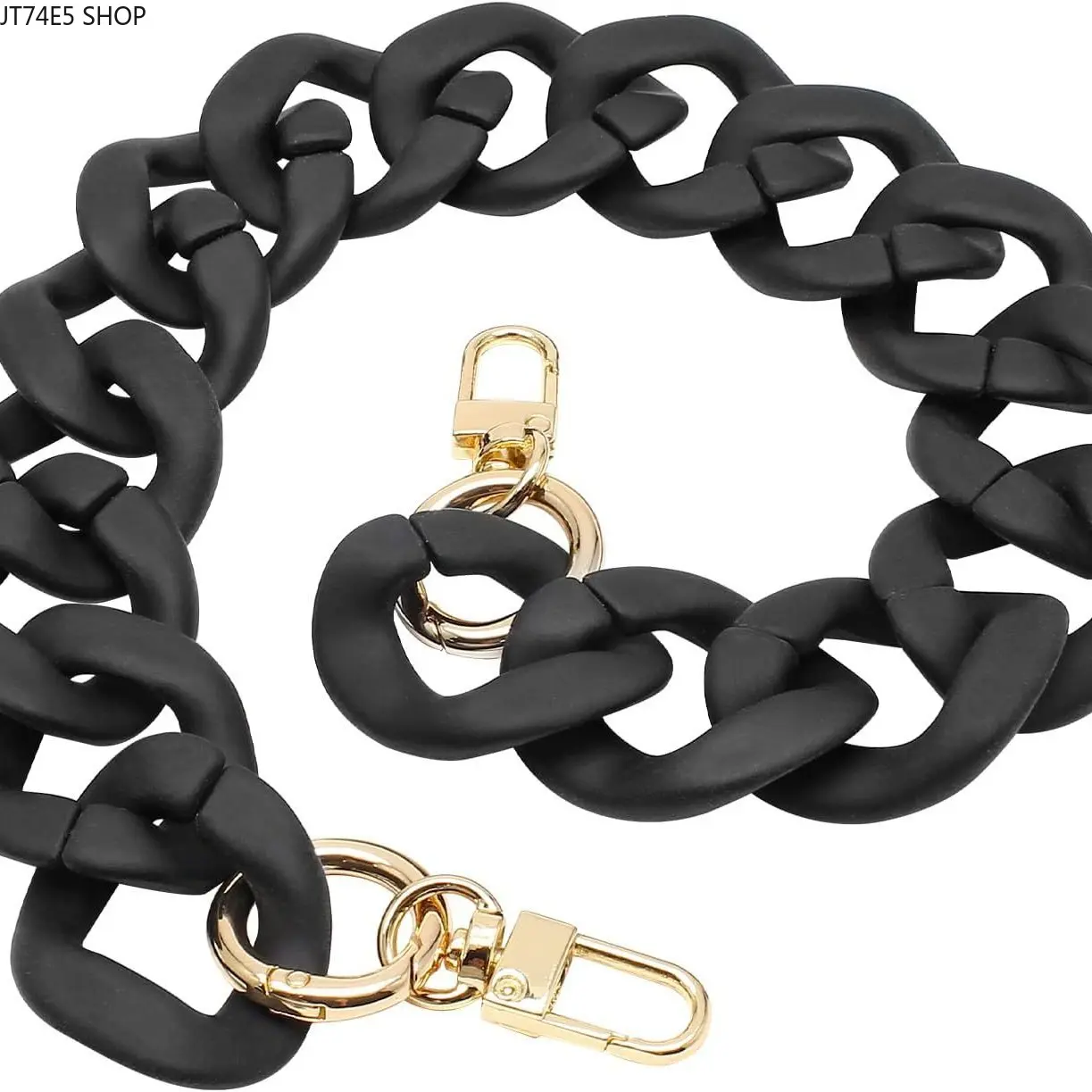 Luxury Twisted Acrylic Short Bag Handle, Black Purse Wrist Strap