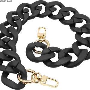 Luxury Twisted Acrylic Short Bag Handle, Black Purse Wrist Strap