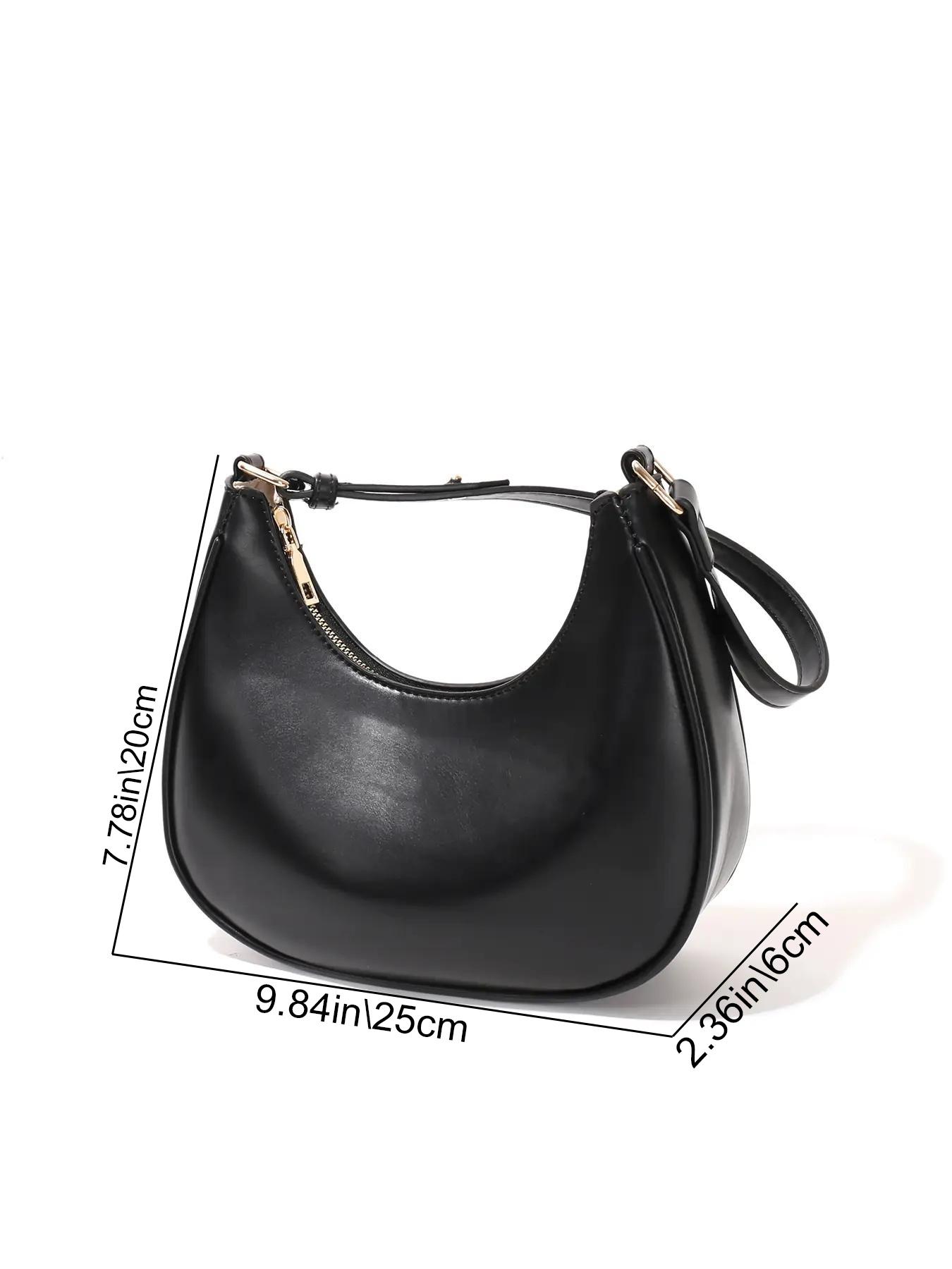 Women's Simple Style Plain Color Moon Shaped Shoulder Bag, Casual Trendy Novelty Pu Leather Handheld Bag, Fashionable Hobo Bag for Daily Use, Crescent Bag